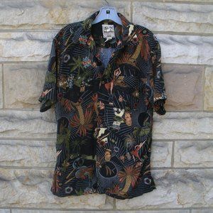 Hawaiian Style Print Button Down Shirt size M